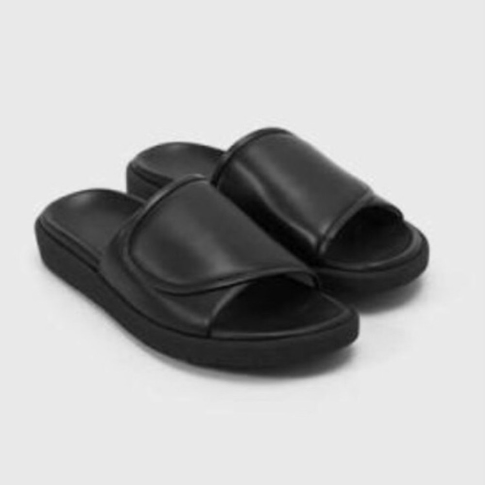 Helmut Lang Black Nappa Slides Sz 10
